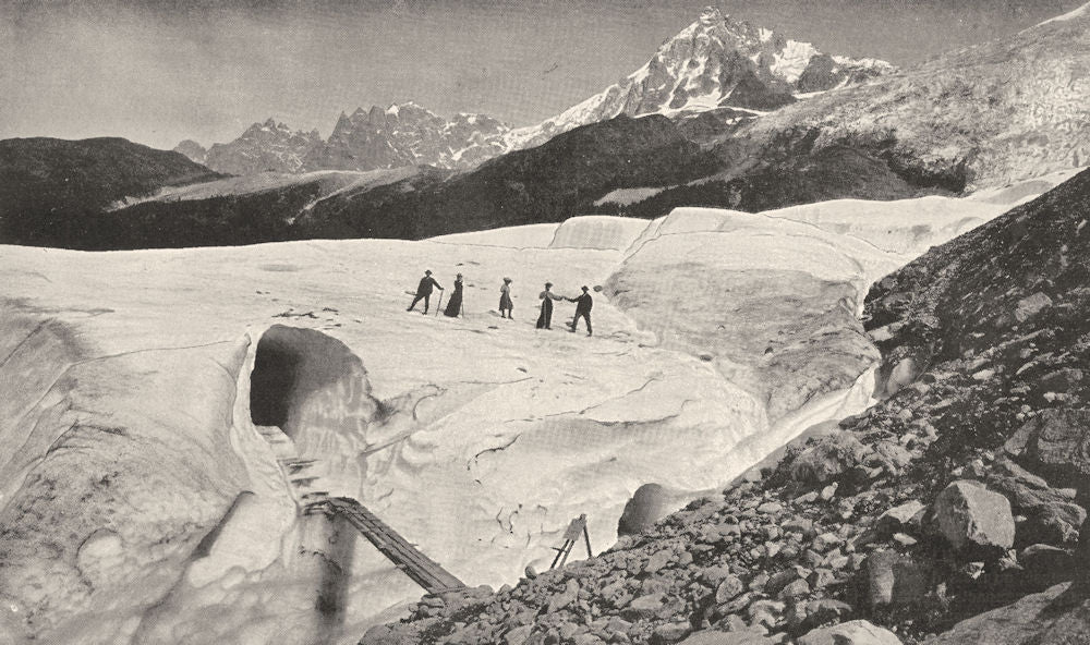 HAUTE- SAVOIE. Grotte de Glace du Glacier Des Bossons 1900 old antique print